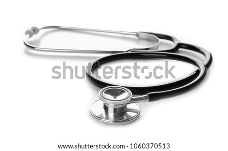 Medical stethoscope on white background. Health care concept