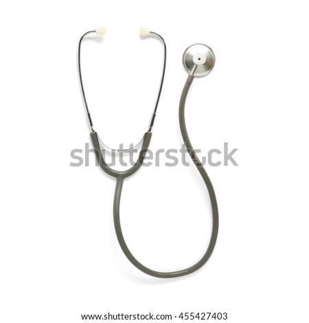 Medical stethoscope on white background. Diagnostic tool cardiologist and therapist