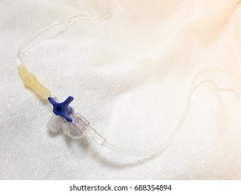 Medical Stopcock For IV Fluid On White Towel