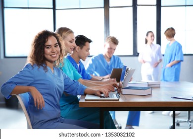 Medical Student With Her Classmates In College