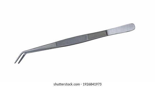 Medical surgical tweezers isolated on white background