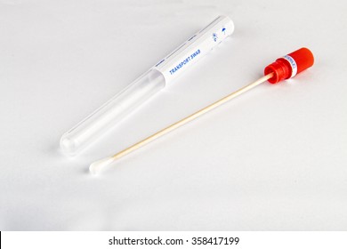 Medical Swab For Sampling And Transporting Bacteria For Culture On A White Background