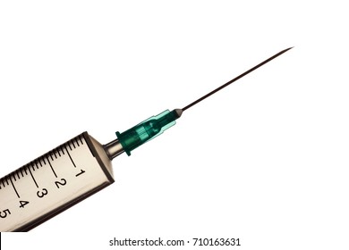 Medical Syringe needle isolated on white, macro. - Shutterstock ID 710163631