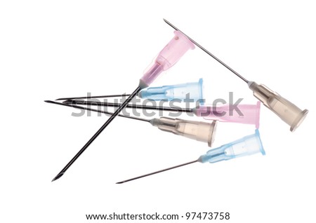medical syringe needle isolated on white
