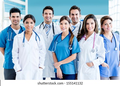 Medical team at the hospital looking very happy  - Shutterstock ID 155141132