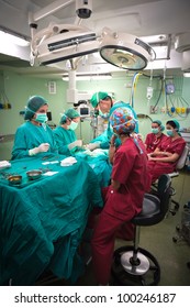 Medical Team Performing Surgery At The Hospital