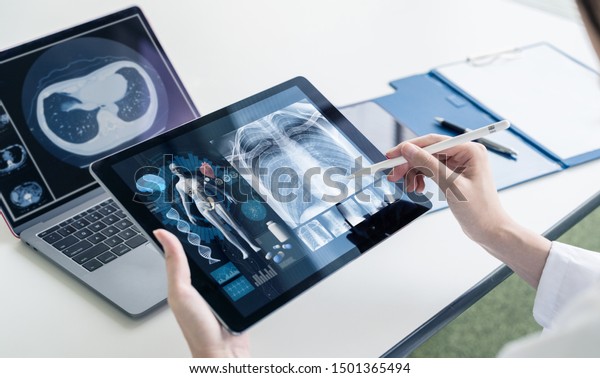 Medical technology concept. Med tech. Electronic\
medical record.