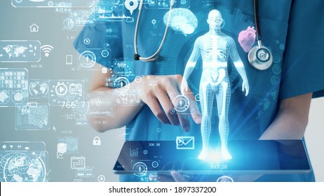 Medical technology concept. Remote medicine. Electronic medical record.