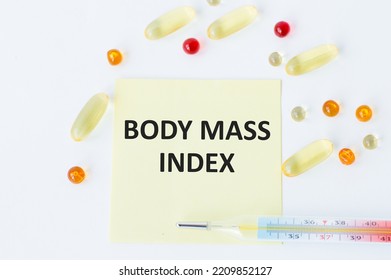 Medical Text BODY MASS INDEX On The Card. White Background, Medical Concept