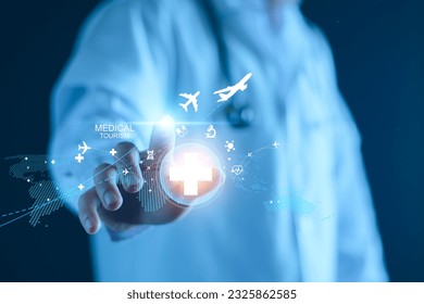 Medical tourism concept, Health tourism and international medical travel insurance. Medical Hub. Healthcare and medicine on global network. health tourism international, life insurance throughout trip - Shutterstock ID 2325862585