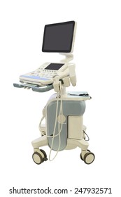 Medical Ultrasound Diagnostic Machine Isolated Under The White Background