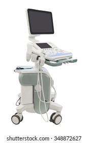 Medical Ultrasound Diagnostic Machine Isolated Under The White Background