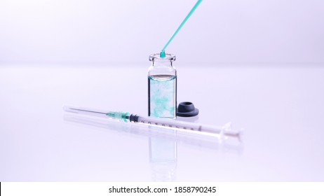 Medical Vaccine Scientist Work In Laboratory And Developing Research Of Vaccine Against Coronavirus, COVID-19, SARS-CoV-2, 2019-ncov. Pre-clinical Evaluation And Clinical Phase Trials Development Test