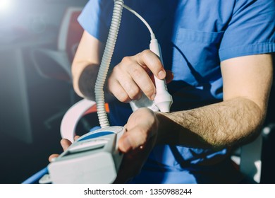 Medical Vascular  Doppler Diagnostics Of Blood Flow In The Vein And Artery.