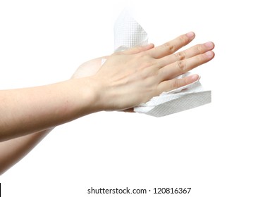 Medical Wash Hand Gesture Series, Drying Hands, Cleaning With Bubble Isolated