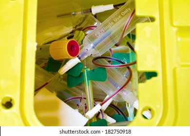 Medical Waste Container With Useful Laboratory For Analyzing Blood 