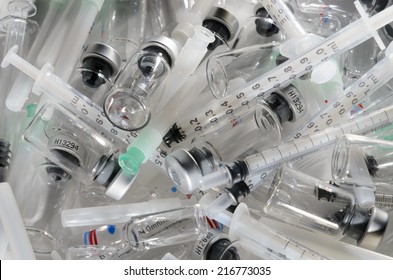 Medical Waste With Syringe And Ampules