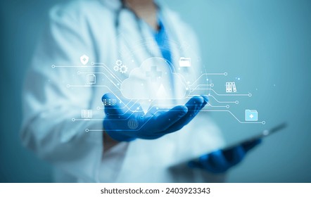 Medical worker hold cloud computing icon network. Cloud technology,Cloud data transfer and online data storage for business network confidential data of medical internet storage network.
 - Powered by Shutterstock - Get 15% off with code: PIKWIZARD15