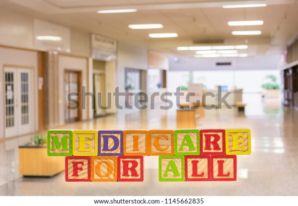 stock photo with the concept of medicare for all after health insurance falls due to virus