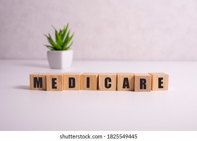 MEDICARE word made with building blocks, medical concept background. - Shutterstock ID 1825549445