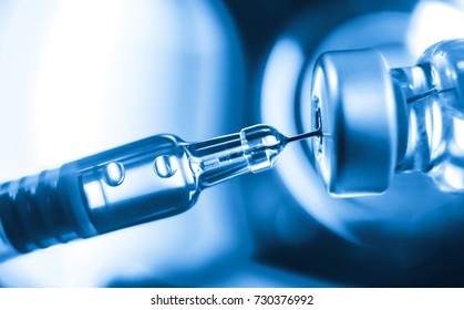 Medication Drug Needle Syringe Drug,medical Vaccine Vial Hypodermic Injection Treatment Disease Care In Hospital And Prevention Illness.selective Focus.