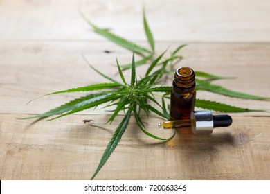Medicinal Cannabis With Extract Oil In A Bottle