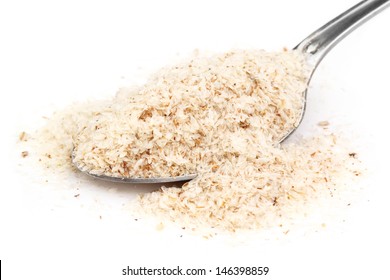 Medicinal Isabgol Or Psyllium Husks With A Spoon