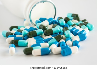 Selective Focus On Blue White Capsules Stock Photo (Edit Now ...