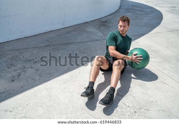 Medicine Ball Exercise Russian Twist Man Stock Photo Edit Now