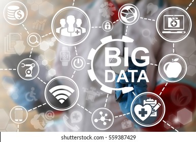 Medicine Big Data Computer Health Care Integration Concept. Medical Information Database Cloud Server Healthy Web Technology