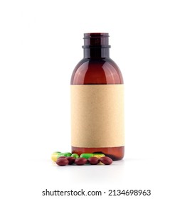 Medicine Bottle And Western Medicine On White Background