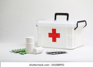 Medicine Bottles And Home First Aid Kit