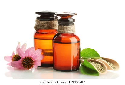 Medicine Bottles Purple Echinacea Isolated On Stock Photo 113340787 ...