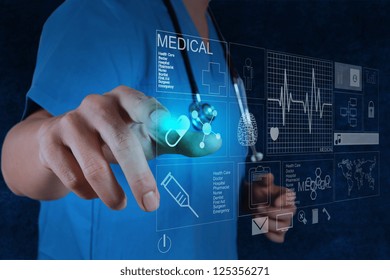 Medicine Doctor Working With Modern Computer Interface