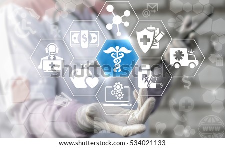 Medicine health care caduceus science web medical concept. First aid healthcare technology. Doctor offer caduceus conceptual icon