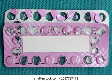 Medicine Health Care Contraception And Birth Control. Oral Contraceptive Pills Empty Pack