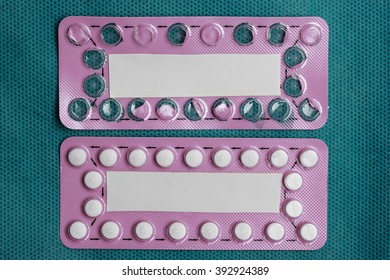 Medicine Health Care Contraception And Birth Control. Oral Contraceptive Pills New And Empty Blister