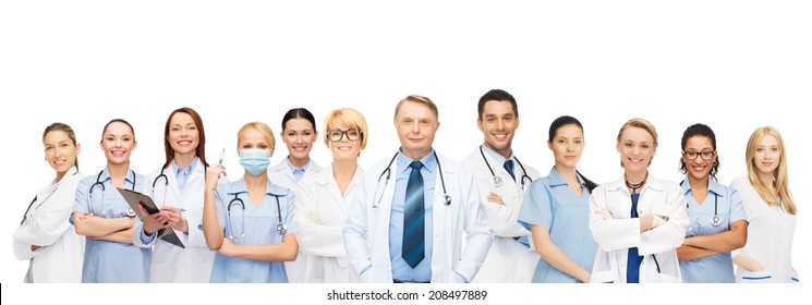 Medicine And Healthcare Concept - Team Or Group Of Doctors And Nurses