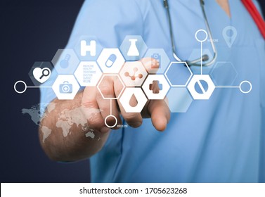 Medicine illustration and medical doctor hand - Shutterstock ID 1705623268