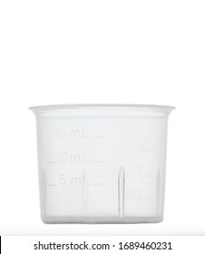 Medicine measuring cup without liquid isolated on white background