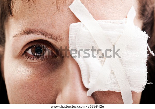 Medicine plaster
patch on human injury wound
eye