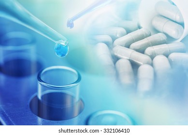 medicine product research at science lab blur background