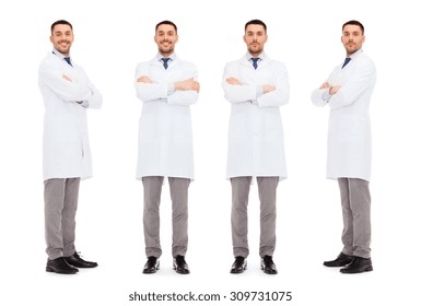 medicine, science, profession and health care concept - happy doctors in white coat - Powered by Shutterstock