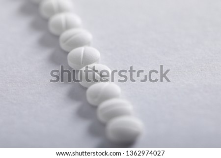 Medicine tablets on white background ,
Pharmacy theme