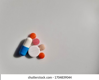 Medicine Tablets And Pills For Corona Virus Treatment, Vitamins And Hydroxy Chloroquine Are Used To Fight Covid-19 