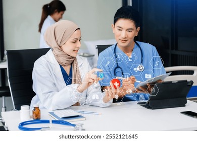 Medicine  team doctor using digital tablet and smartphone diagnose virtual electronic medical record on interface.Digital healthcare and network on virtual screen medical technology 
 - Powered by Shutterstock