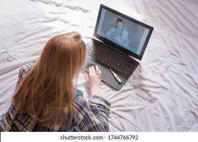 Medicine, Telehealth. The Doctor Conducts A Remote Consultation, Provides Online Medical Assistance. Virtual Visit. Healthcare Providers, Digital Or Virtual Engagement, New Normal,covid 19