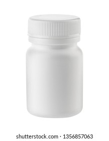 Medicine White Pill Bottle Isolated Without Shadow Clipping Path - Photography