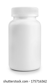 Medicine White Pill Bottle Isolated On A White Background 