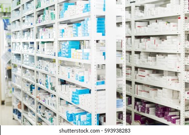 Medicines Displayed At Pharmacy